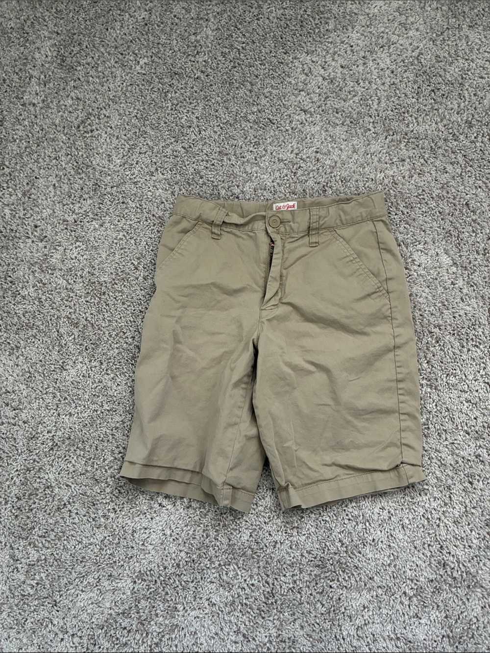 Cat & Jack Boys Tan Khaki Roll-Cuff Shorts